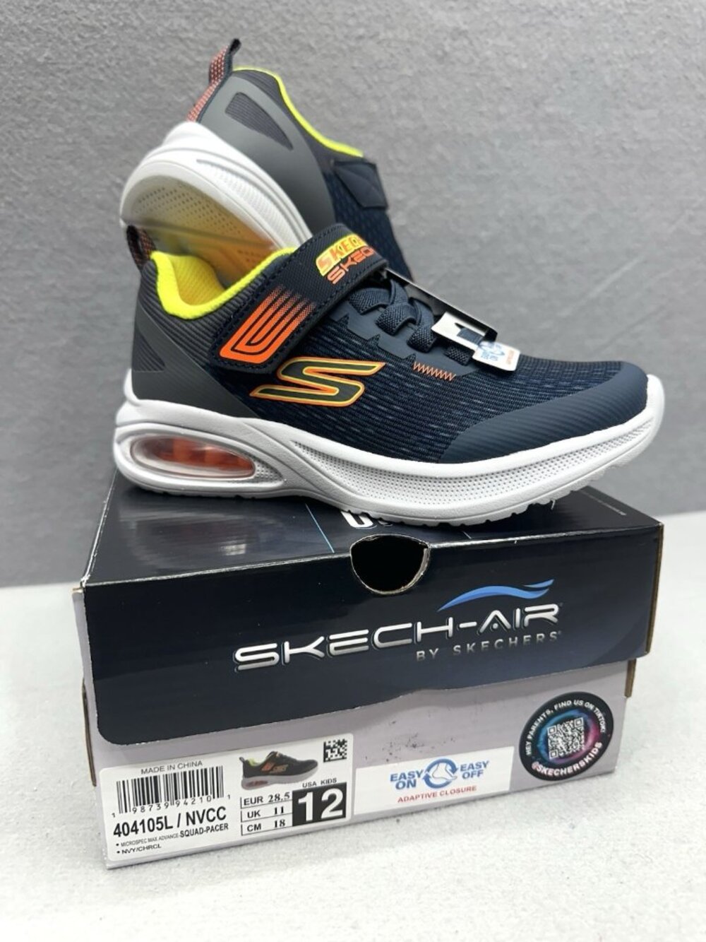 New Boys Skechers Skech-Air Squad Pacer Sneakers Sz 12 Blue Gray